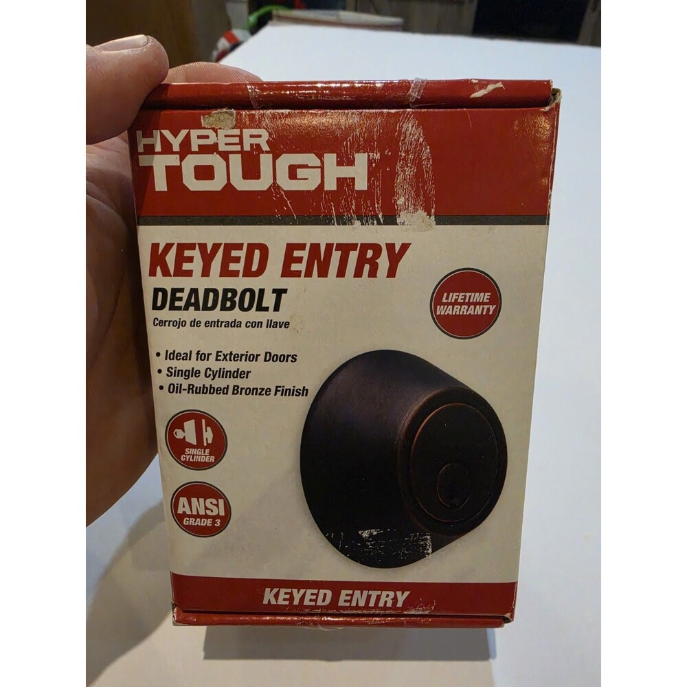 HYPER TOUGH SINGLE CYLINDER DEADBOLT, OIL-RUBBED BRONZE FINISH HT3501-150
